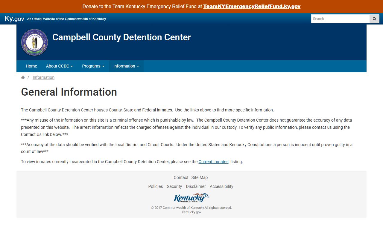 Campbell County inmate records official roster link and CCDC information
