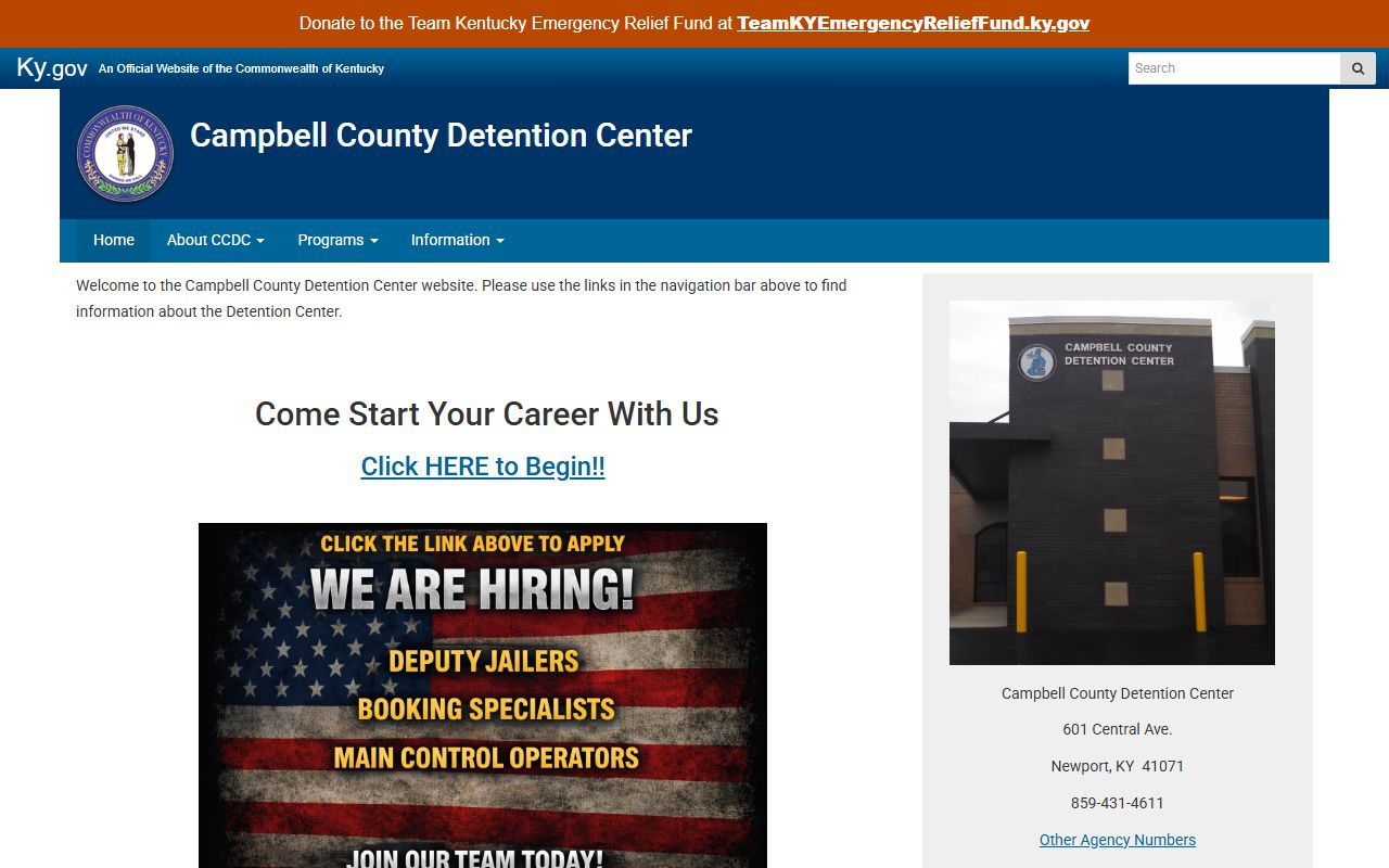 Campbell County inmate population detention center home page