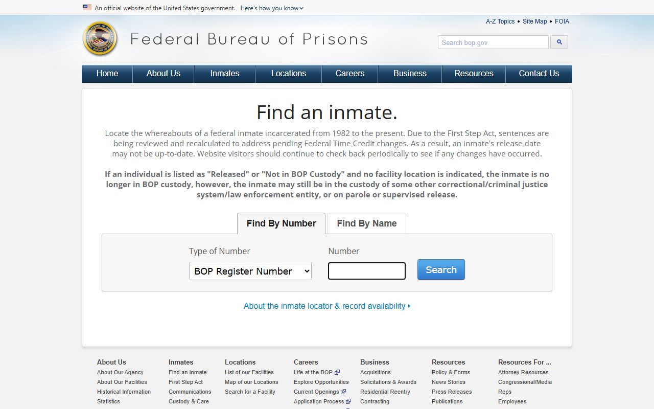 Campbell County inmate population federal BOP inmate locator search